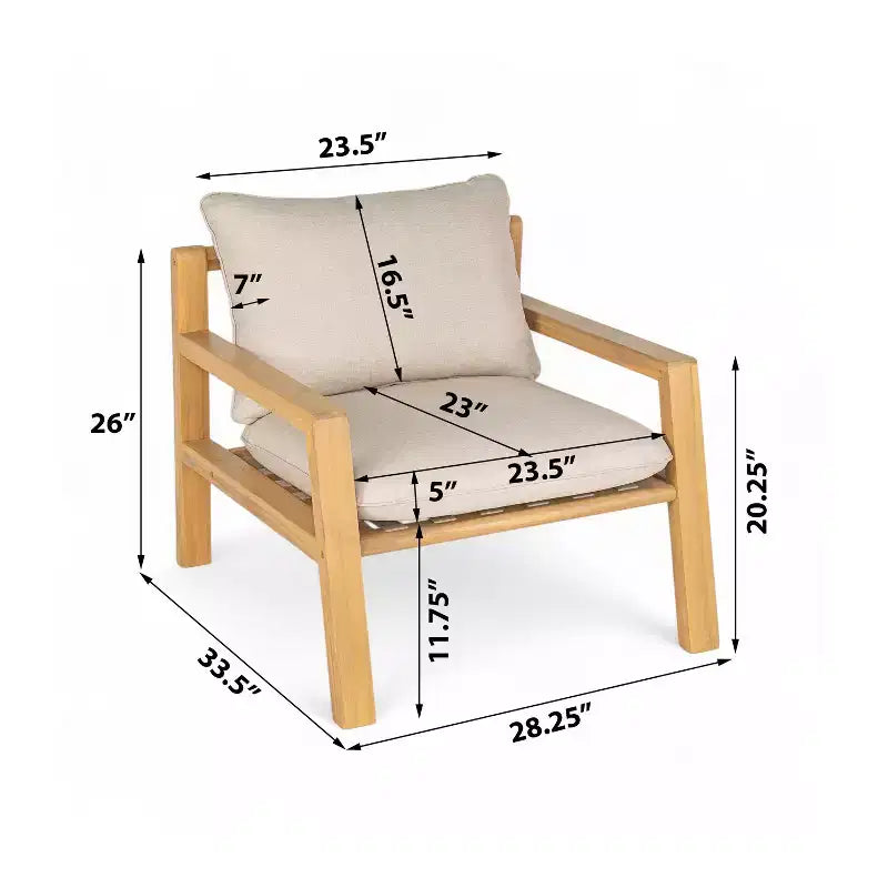 Christopher Knight Home Ihab Patio Rope Weave Acacia Wood Club Chair with Water-Resistant Cushion, Brown/Beige