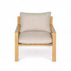 Christopher Knight Home Ihab Patio Rope Weave Acacia Wood Club Chair with Water-Resistant Cushion, Brown/Beige