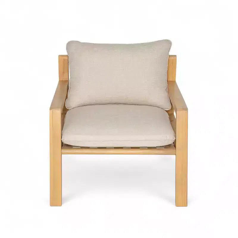 Christopher Knight Home Ihab Patio Rope Weave Acacia Wood Club Chair with Water-Resistant Cushion, Brown/Beige
