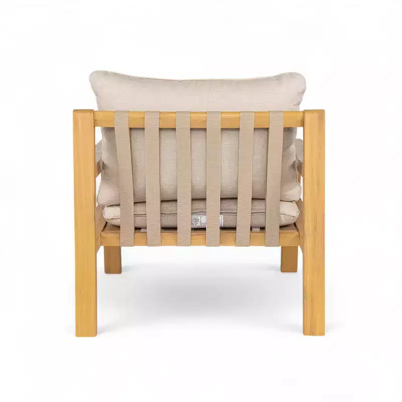 Christopher Knight Home Ihab Patio Rope Weave Acacia Wood Club Chair with Water-Resistant Cushion, Brown/Beige