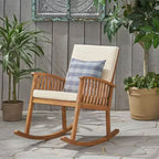 Christopher Knight Home Casa Outdoor Acacia Wood Rocking Chair with Cushion