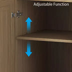 Madia in legno venato 62x31x16, mobile contenitore con ripiani regolabili e ante in rattan per cucina, camera da letto, soggiorno/sala da pranzo