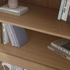 Madia in legno venato 62x31x16, mobile contenitore con ripiani regolabili e ante in rattan per cucina, camera da letto, soggiorno/sala da pranzo