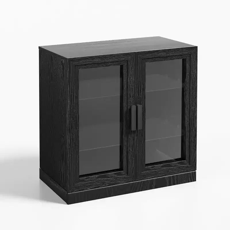 36x124x16 Wood Accent Cabinet, Storage Organizer with Adjustable Shelves and Glass Doors for Kitchen Bedroom Entryway Living/Dinning Room