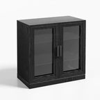 36x124x16 Wood Accent Cabinet, Storage Organizer with Adjustable Shelves and Glass Doors for Kitchen Bedroom Entryway Living/Dinning Room