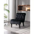 Okak Modern Armless Velvet Accent Chair, Upholstered Fabric Button Comfortable Chair with Wooden Legs