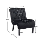 Okak Modern Armless Velvet Accent Chair, Upholstered Fabric Button Comfortable Chair with Wooden Legs