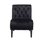 Okak Modern Armless Velvet Accent Chair, Upholstered Fabric Button Comfortable Chair with Wooden Legs