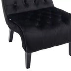 Okak Modern Armless Velvet Accent Chair, Upholstered Fabric Button Comfortable Chair with Wooden Legs
