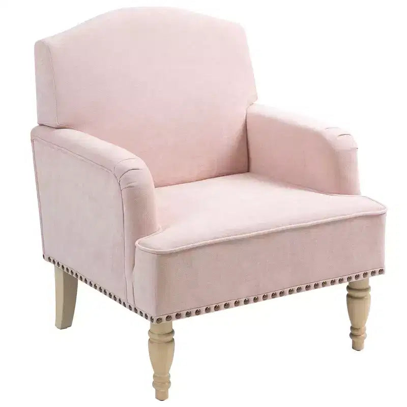Poltrona moderna Okak con gambe retrò in legno, poltroncina in tessuto, comoda poltrona imbottita per camera da letto e soggiorno