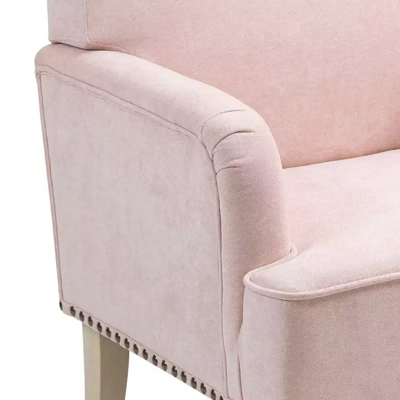 Poltrona moderna Okak con gambe retrò in legno, poltroncina in tessuto, comoda poltrona imbottita per camera da letto e soggiorno