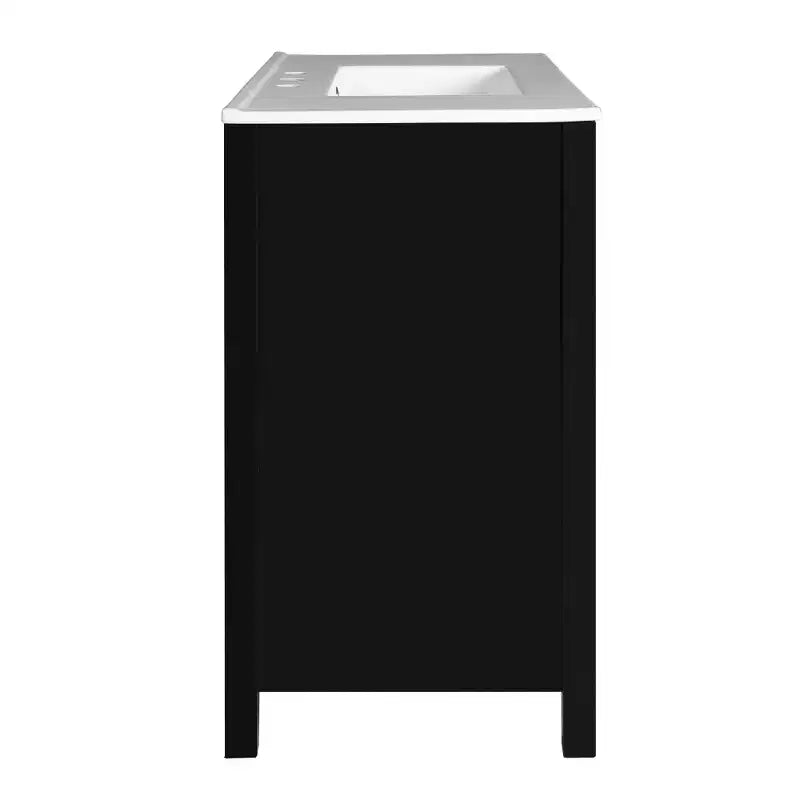 Mobile bagno Chic Crate-36In con lavello in ceramica, 4 cassetti e ante con chiusura ammortizzata | Struttura in legno massello | Indipendente | Nero