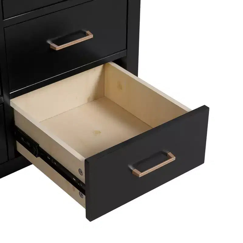 Mobile bagno Chic Crate-36In con lavello in ceramica, 4 cassetti e ante con chiusura ammortizzata | Struttura in legno massello | Indipendente | Nero