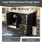 Mobile bagno Chic Crate-36In con lavello in ceramica, 4 cassetti e ante con chiusura ammortizzata | Struttura in legno massello | Indipendente | Nero