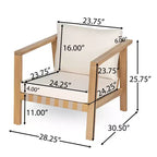 Christopher Knight Home Fraser Patio Slat Design Acacia Wood Club Chair with Cushion, Beige/Light Teak