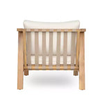 Christopher Knight Home Fraser Patio Slat Design Acacia Wood Club Chair with Cushion, Beige/Light Teak