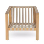 Christopher Knight Home Fraser Patio Slat Design Acacia Wood Club Chair with Cushion, Beige/Light Teak
