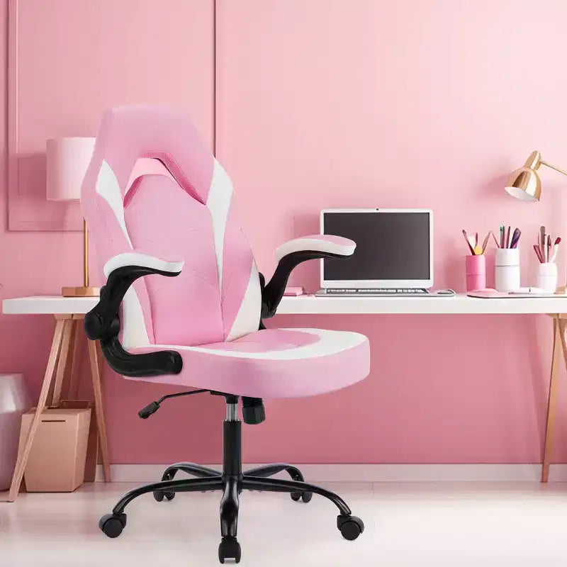 Bestier Sedia da gaming, sedia girevole da computer in pelle PU con supporto lombare, schienale regolabile e braccioli ribaltabili per sedia da scrivania per ufficio domestico