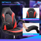 Bestier Sedia da gaming, sedia girevole da computer in pelle PU con supporto lombare, schienale regolabile e braccioli ribaltabili per sedia da scrivania per ufficio domestico