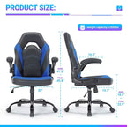 Bestier Sedia da gaming, sedia girevole da computer in pelle PU con supporto lombare, schienale regolabile e braccioli ribaltabili per sedia da scrivania per ufficio domestico