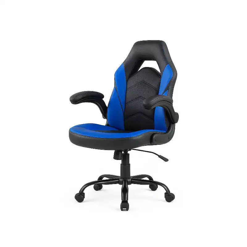 Bestier Sedia da gaming, sedia girevole da computer in pelle PU con supporto lombare, schienale regolabile e braccioli ribaltabili per sedia da scrivania per ufficio domestico