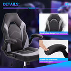 Bestier Sedia da gaming, sedia girevole da computer in pelle PU con supporto lombare, schienale regolabile e braccioli ribaltabili per sedia da scrivania per ufficio domestico