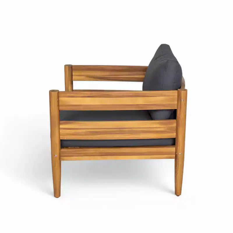 Christopher Knight Home Fritz Outdoor Rustic Upholstered Club Chair with Slat Paneling
