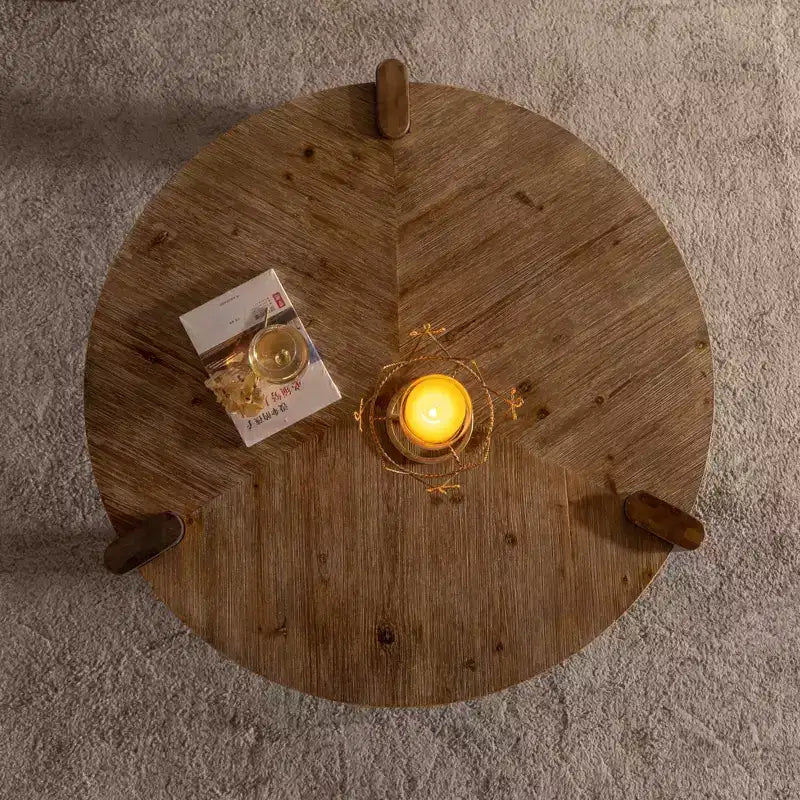 Tavolino da caffè rotondo rustico in legno Eve GDFStudio 36,61
