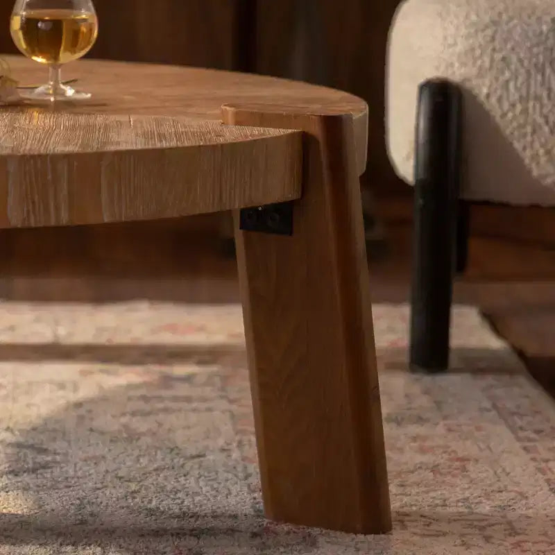 Tavolino da caffè rotondo rustico in legno Eve GDFStudio 36,61