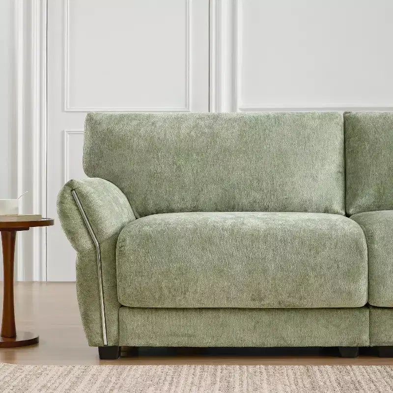 Modular Sectional Sofa with USB Ports, Chenille Upholstered 6/4-Seat Couch with Petal Armrests & Ottomans - ModernLuxe