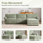 Modular Sectional Sofa with USB Ports, Chenille Upholstered 6/4-Seat Couch with Petal Armrests & Ottomans - ModernLuxe