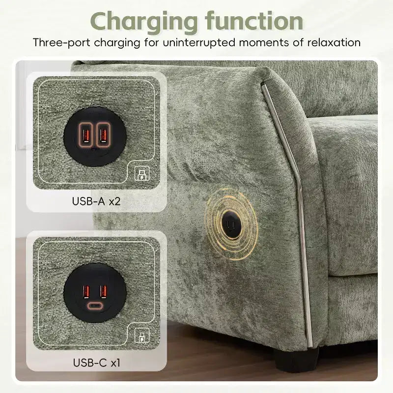 Modular Sectional Sofa with USB Ports, Chenille Upholstered 6/4-Seat Couch with Petal Armrests & Ottomans - ModernLuxe