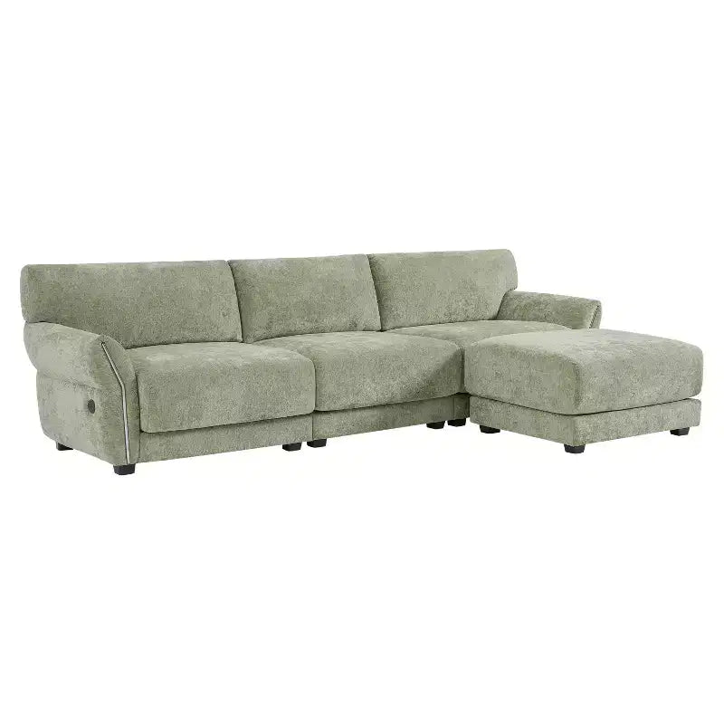 Modular Sectional Sofa with USB Ports, Chenille Upholstered 6/4-Seat Couch with Petal Armrests & Ottomans - ModernLuxe