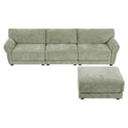 Modular Sectional Sofa with USB Ports, Chenille Upholstered 6/4-Seat Couch with Petal Armrests & Ottomans - ModernLuxe