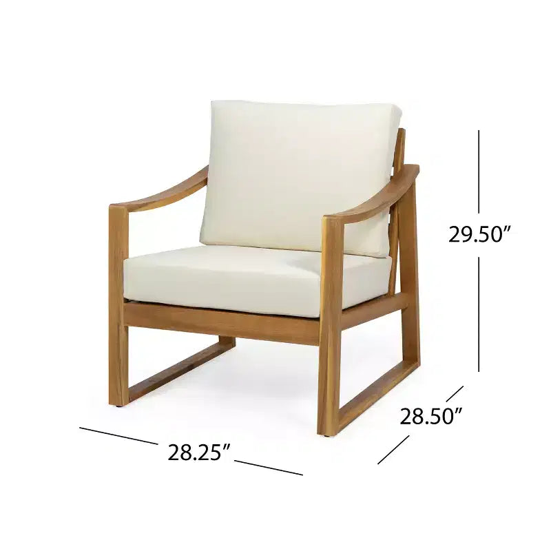 Poltrona da esterno Christopher Knight Home Samwell in legno di acacia con cuscino