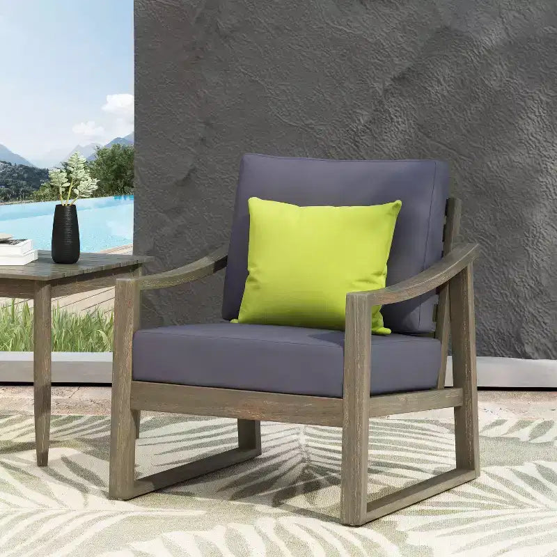 Poltrona da esterno Christopher Knight Home Samwell in legno di acacia con cuscino