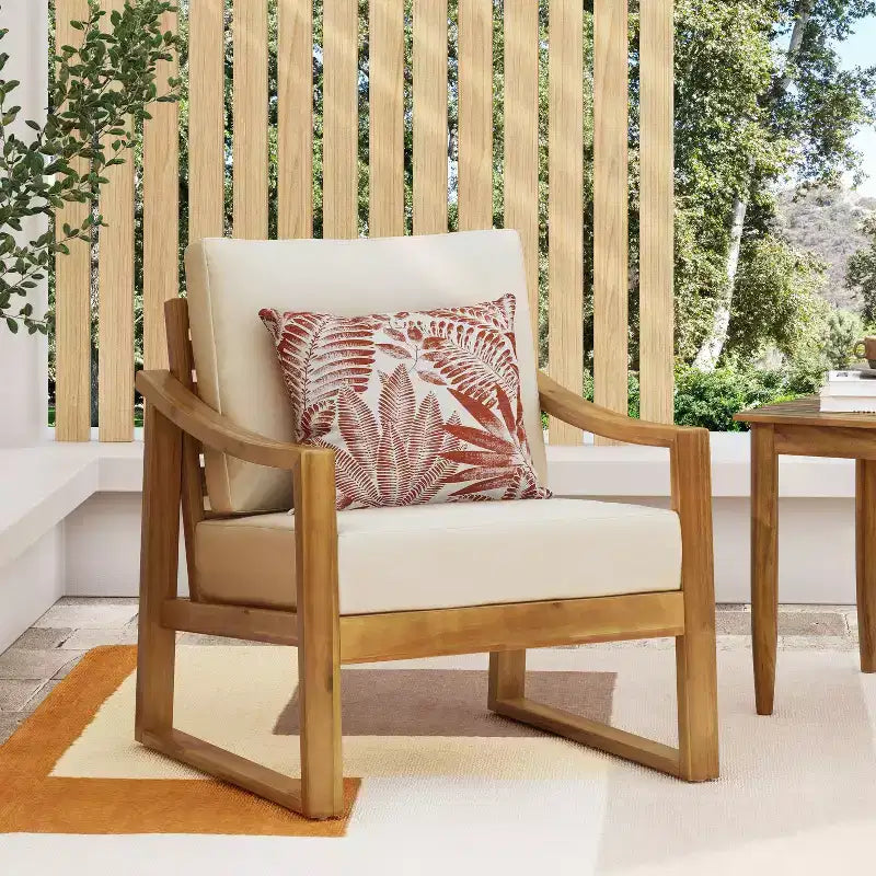 Poltrona da esterno Christopher Knight Home Samwell in legno di acacia con cuscino