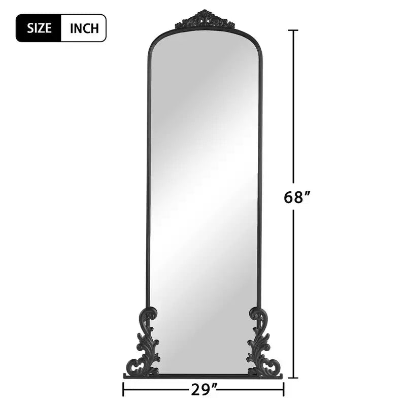 67x28 Classic Arch-Top Full-Body Mirror, White Wood Framed Weather Full-Length Vanity Mirror for Bathroom, Bedroom Entryway, Living/Dressing Room