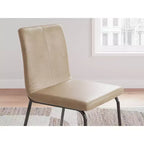 Signature Design by Ashley Pharwynn Modern Dining Chairs, Faux Leather Upholstered Set of 4, Gunmetal Frame, Toast