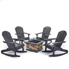 Christopher Knight Home Hermes Outdoor Acacia Wood 5 Piece Adirondack Rocking Chair and Fire Pit Set