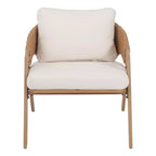 Christopher Knight Home Kaia Patio Modern Metal & Rattan Upholstered Accent Chairs with Faux Wood Finish (Set of 2)