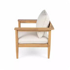 Christopher Knight Home Kari Poltrona da club da esterno in legno di acacia a doghe con cuscini resistenti all'acqua, Beige/Teak chiaro