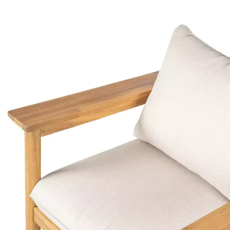 Christopher Knight Home Kari Poltrona da club da esterno in legno di acacia a doghe con cuscini resistenti all'acqua, Beige/Teak chiaro
