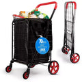 SereneLife Small Foldable Shopping Cart with Removable Cart Liner - 360 Rolling Swivel Wheels, 70 lbs Weight Capacity
