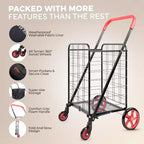 Carrello della spesa pieghevole piccolo SereneLife con fodera rimovibile - Ruote girevoli a 360°, capacità di carico di 32 kg
