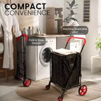 Carrello della spesa pieghevole piccolo SereneLife con fodera rimovibile - Ruote girevoli a 360°, capacità di carico di 32 kg