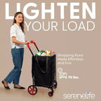 Carrello della spesa pieghevole piccolo SereneLife con fodera rimovibile - Ruote girevoli a 360°, capacità di carico di 32 kg