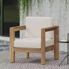 Christopher Knight Home Genser Outdoor Acacia Wood Club Chair with Water-Resistant Cushions