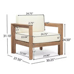 Christopher Knight Home Genser Outdoor Acacia Wood Club Chair with Water-Resistant Cushions