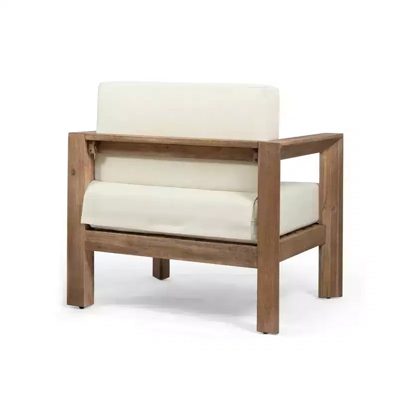Christopher Knight Home Genser Outdoor Acacia Wood Club Chair with Water-Resistant Cushions